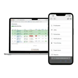 Computer Dashboard and Phone Mockup Telephone Timesheets